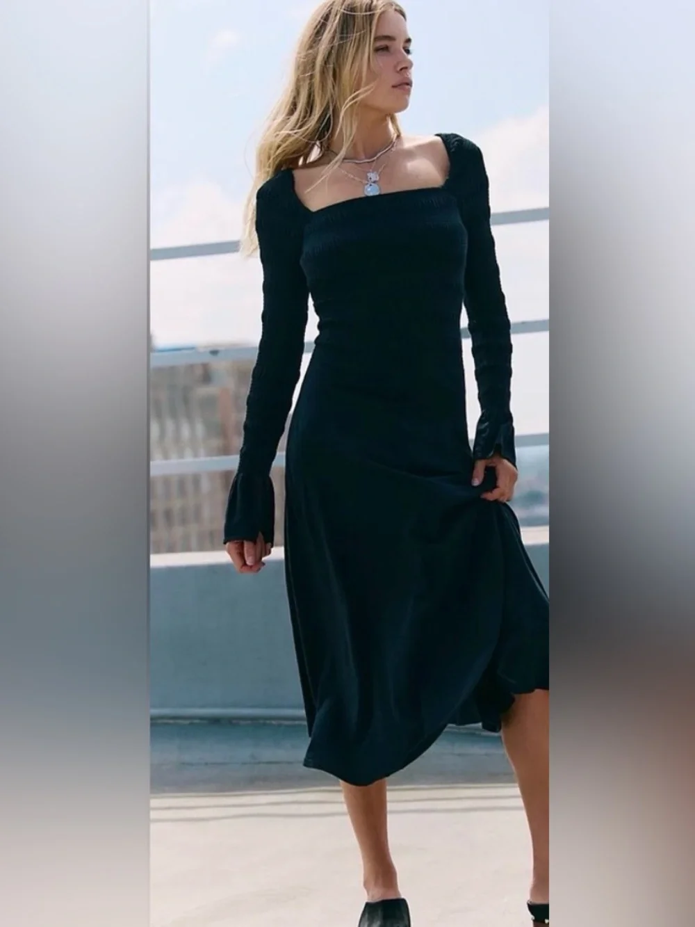 Free People Kiera Midi Dress. NWT. Black